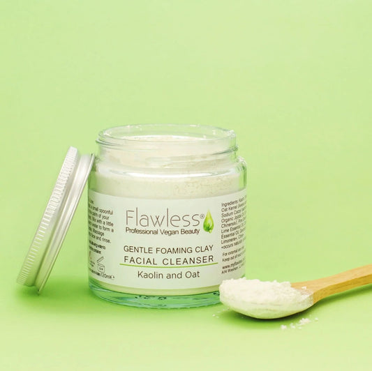 Flawless Vegan Kaolin & Oat clay Facial Cleanser with bamboo spoon 60ml